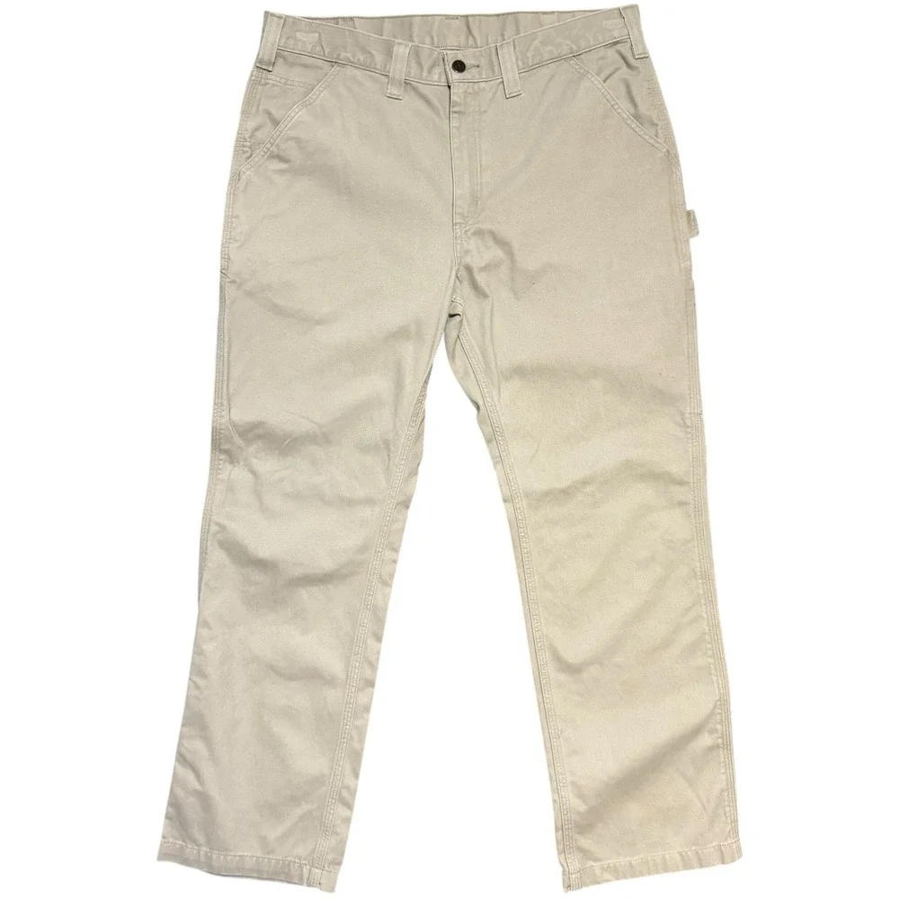 Carhartt Men's 36x30 Relaxed Fit Painter Pants Beige Thick Cotton‎ Workwear